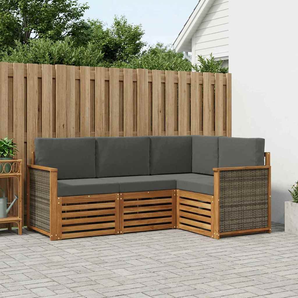 Setovi sofa s jastukom 4 pcs Čvrsto drvo akacije