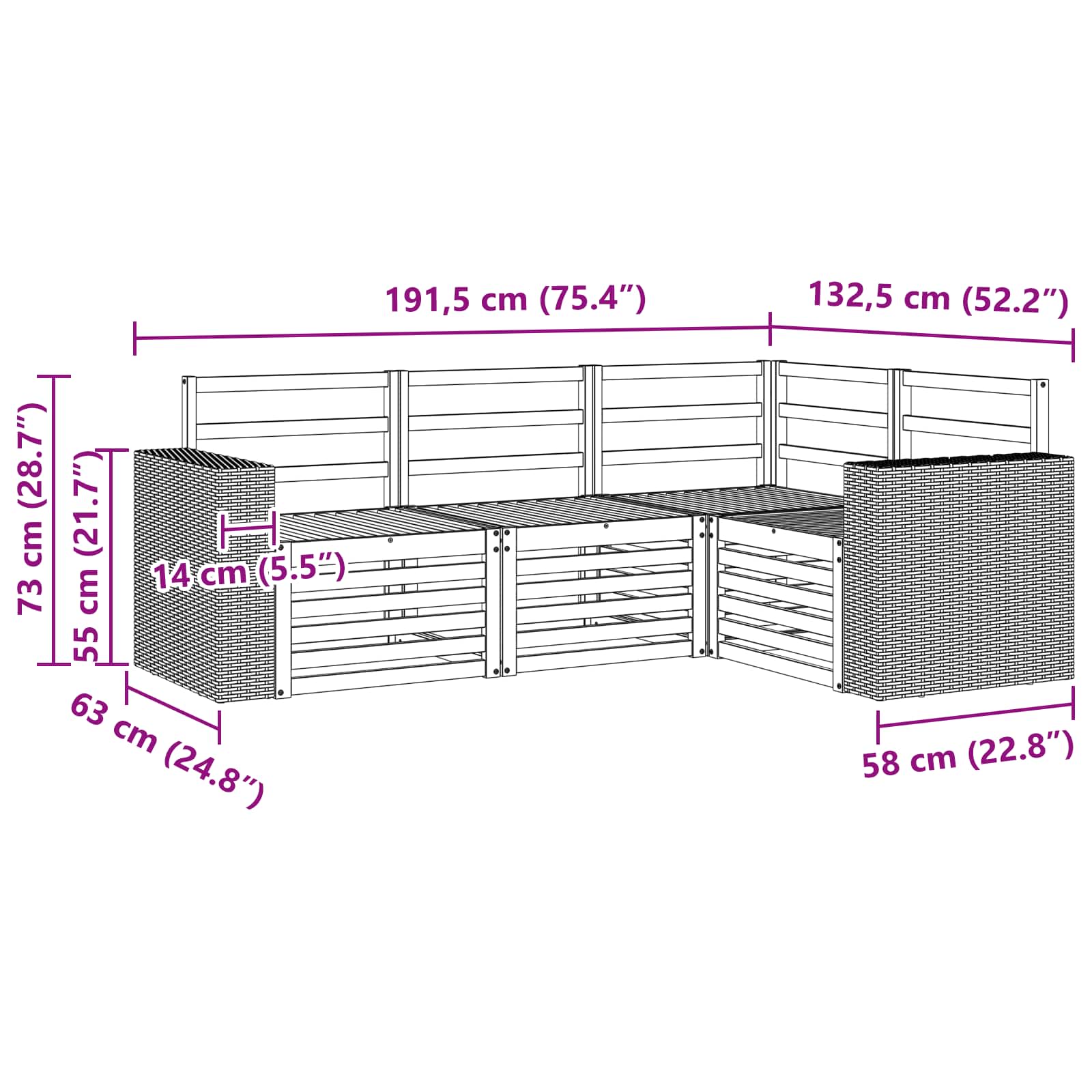 Setovi sofa 4 pcs Čvrsto drvo akacije