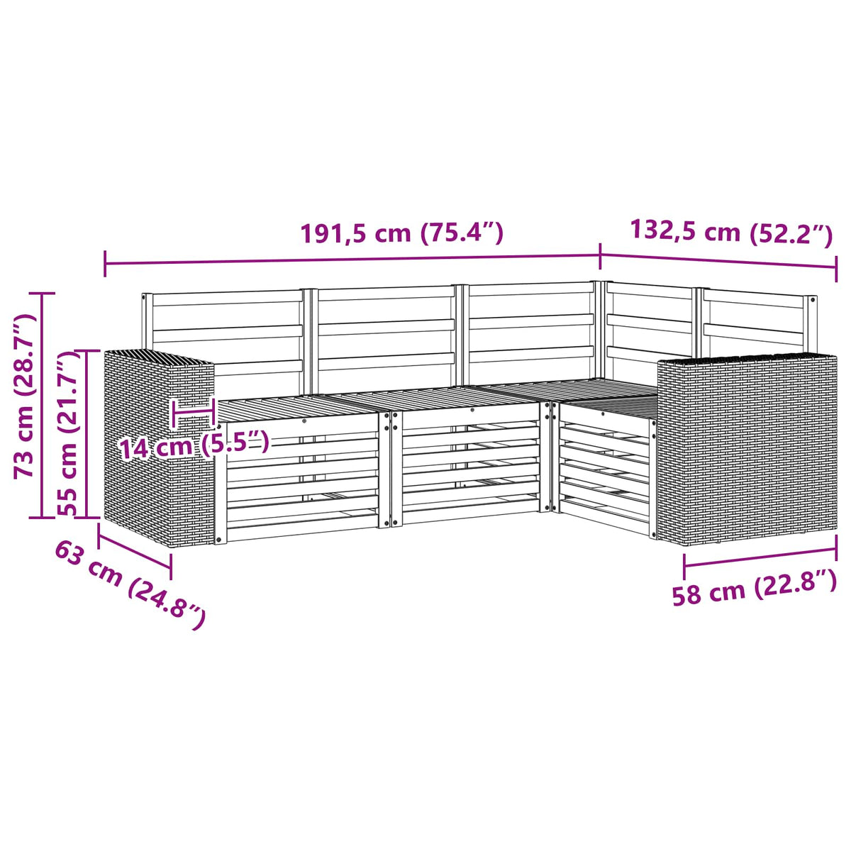 Set vanjskih sofa 4 kom. Poliester