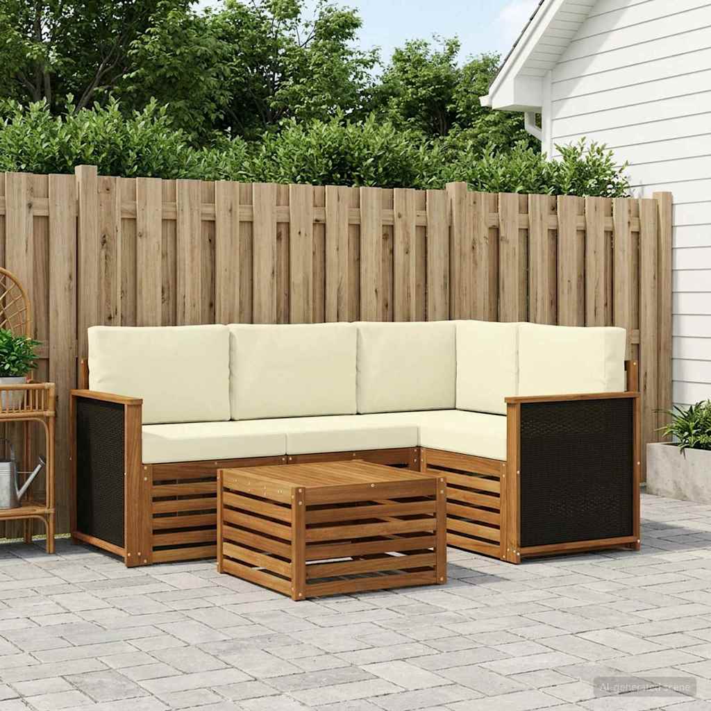 Set vanjskih sofa 5 pcs Prirodna i krem 59 x 59 x 37 cm