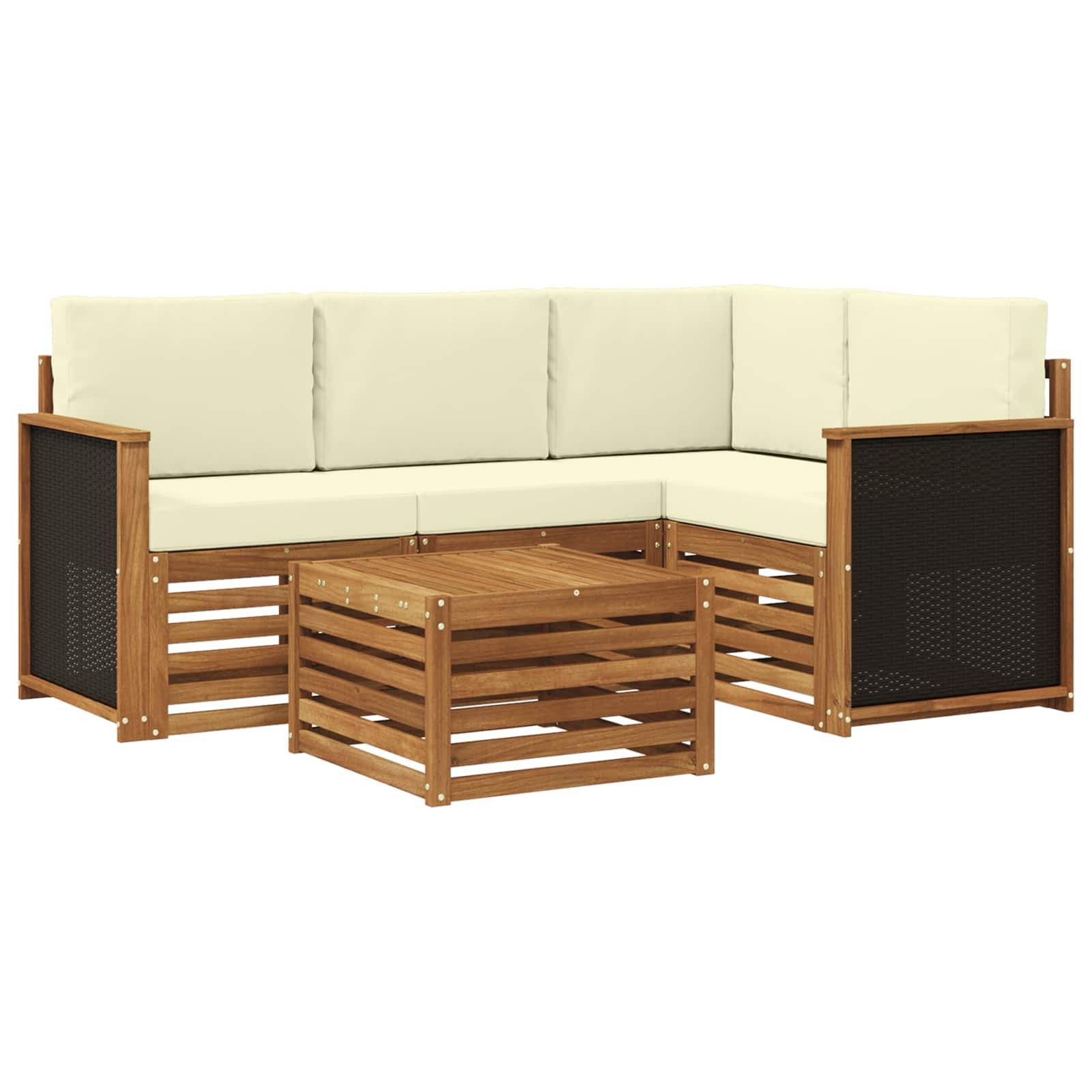 Set vanjskih sofa 5 pcs Prirodna i krem 59 x 59 x 37 cm
