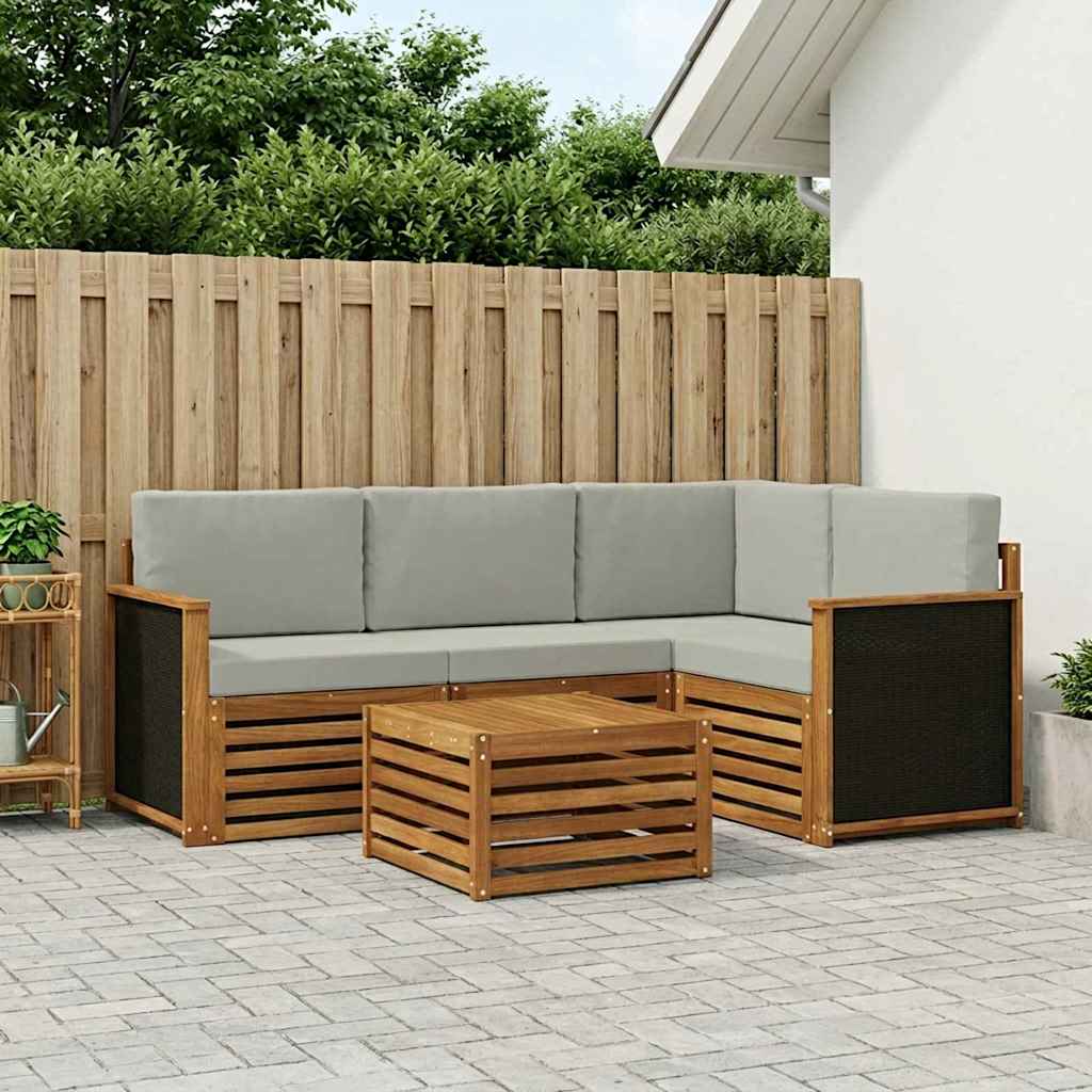 Set vanjskih sofa 5 pcs Prirodna i svjetlosiva 59 x 59 x 37 cm