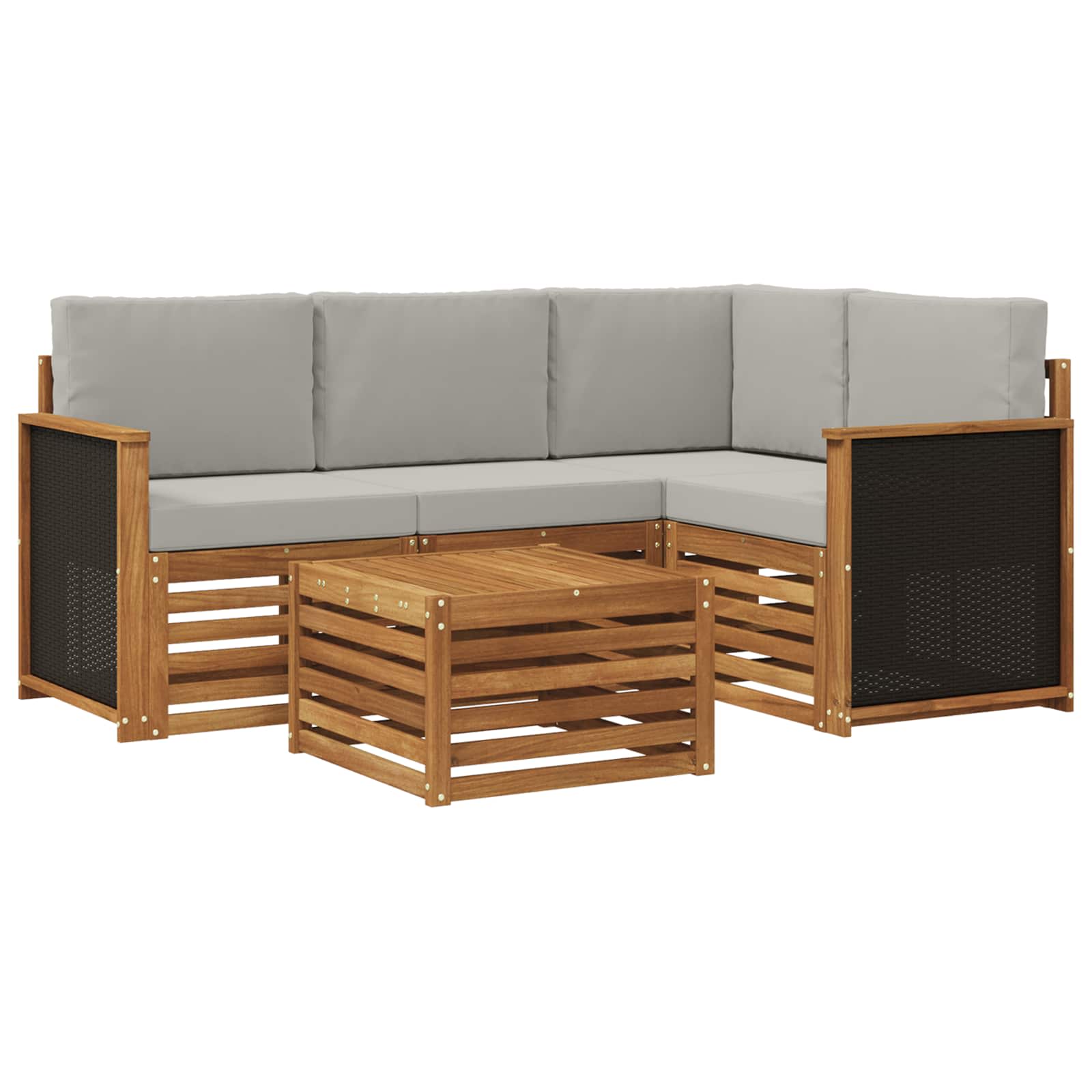 Set vanjskih sofa 5 pcs Prirodna i svjetlosiva 59 x 59 x 37 cm