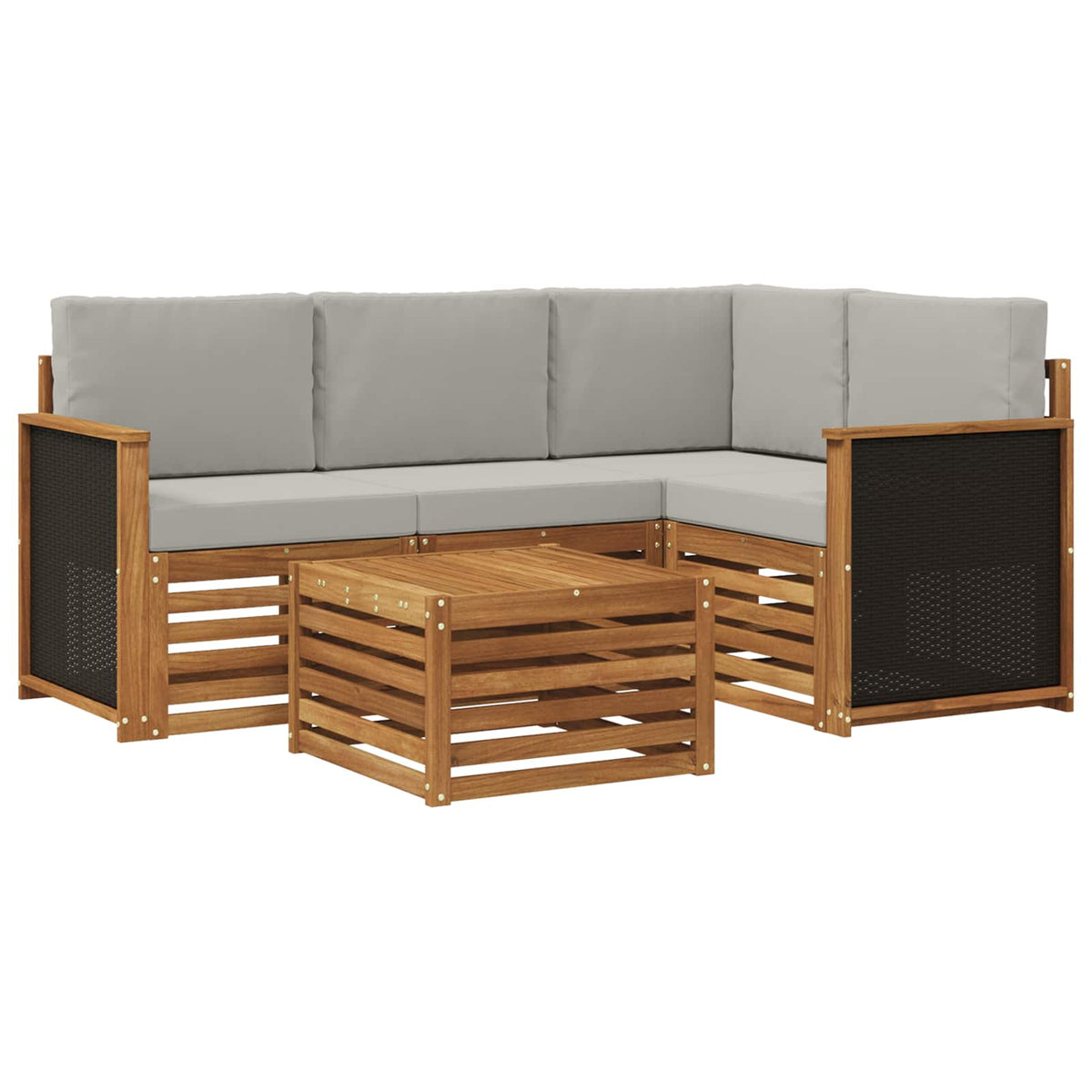 Set vanjskih sofa 5 pcs Prirodna i svjetlosiva 59 x 59 x 37 cm