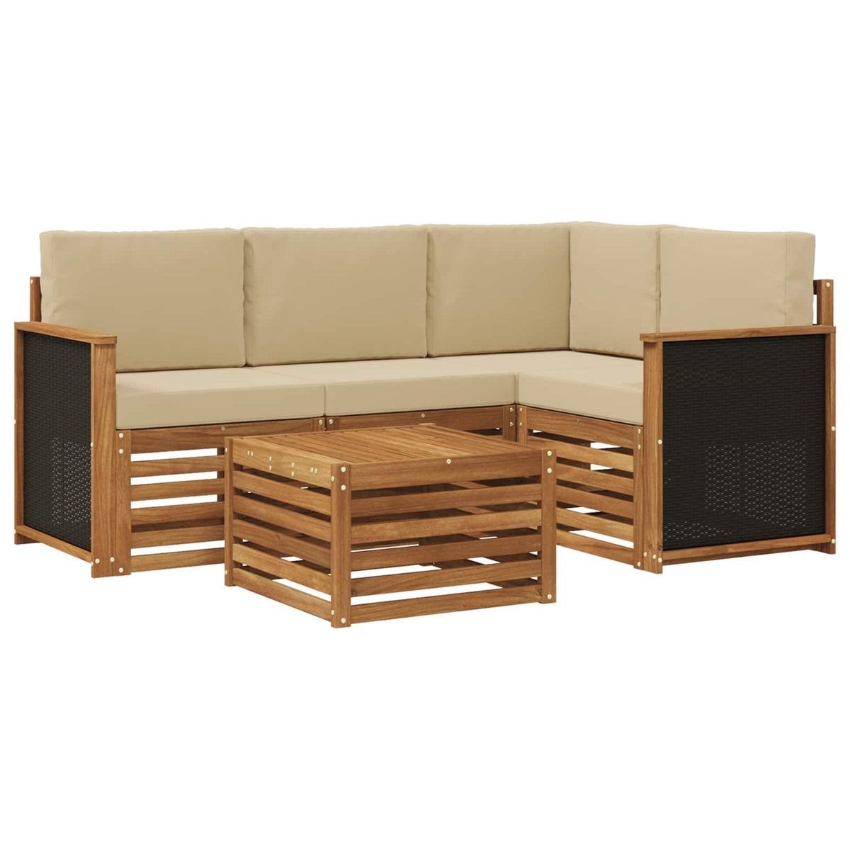 Set vanjskih sofa 5 pcs Prirodna i bež 59 x 59 x 37 cm