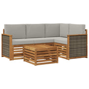 Set vanjskih sofa 5 pcs Prirodna i svjetlosiva 59 x 59 x 37 cm