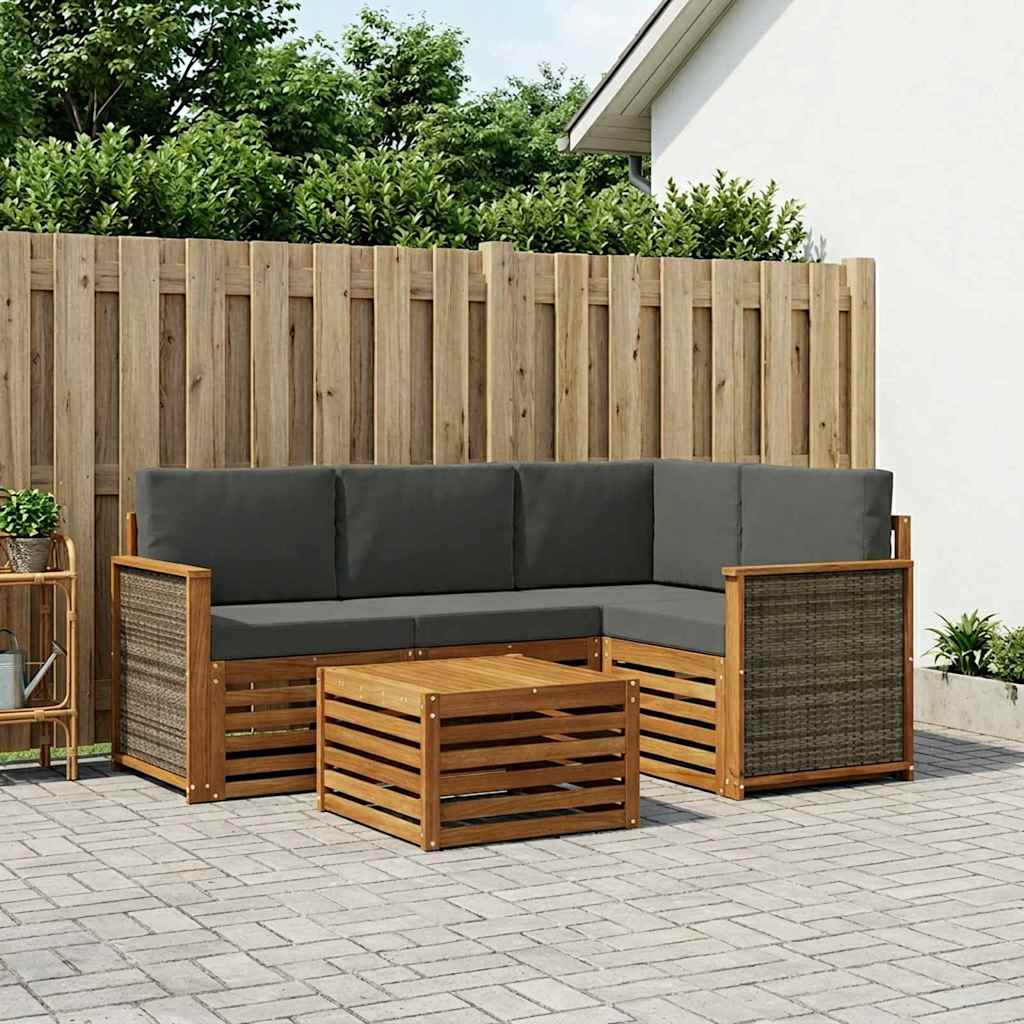 Set vanjskih sofa 5 pcs Prirodna i antracit 59 x 59 x 37 cm