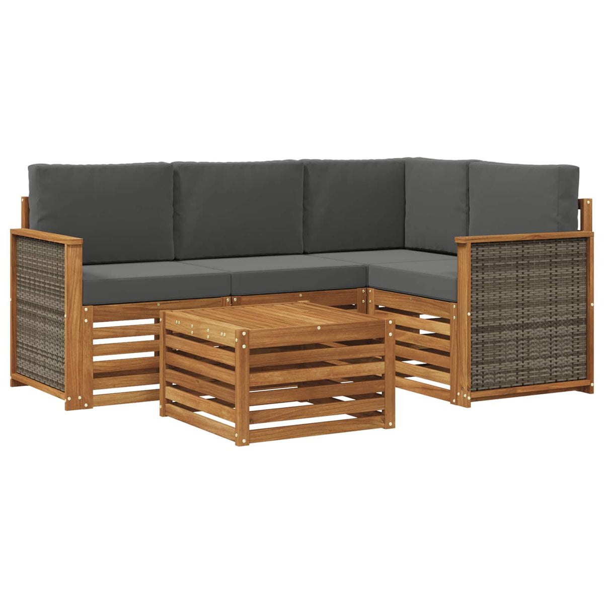 Set vanjskih sofa 5 pcs Prirodna i antracit 59 x 59 x 37 cm
