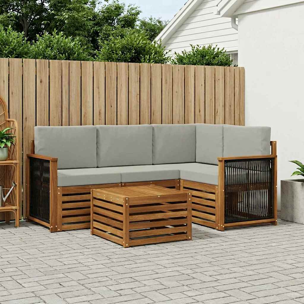 Set vanjskih sofa 5 pcs Prirodna i svjetlosiva 59 x 59 x 37 cm