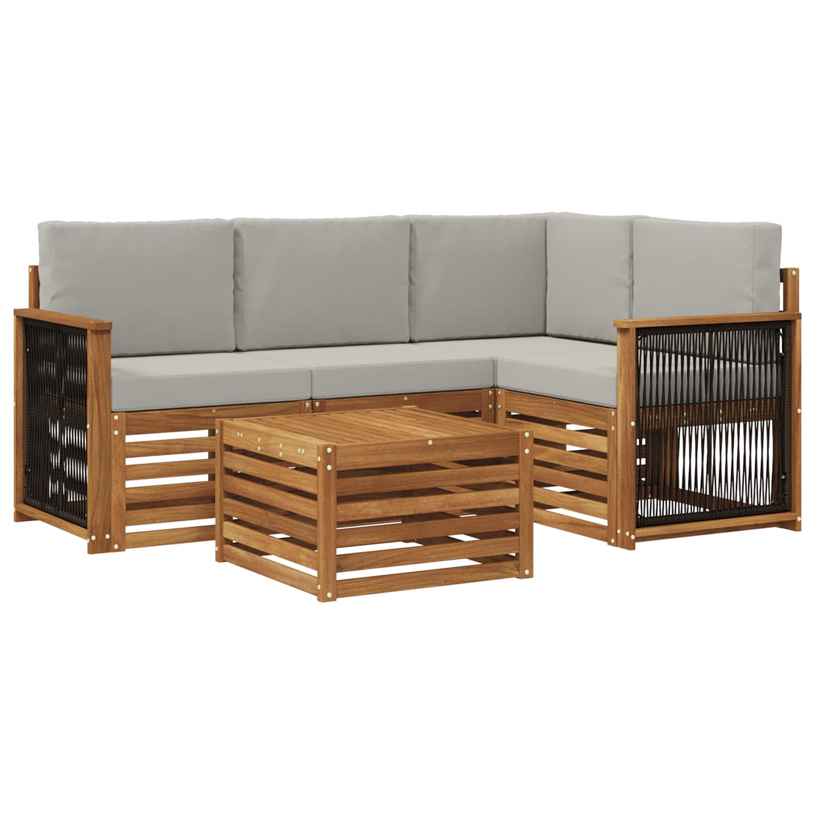 Set vanjskih sofa 5 pcs Prirodna i svjetlosiva 59 x 59 x 37 cm
