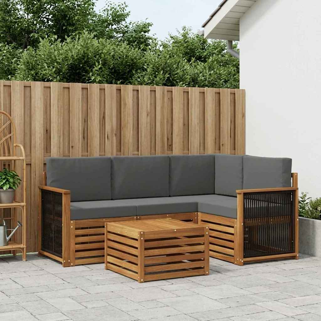 Set vanjskih sofa 5 pcs Prirodna i antracit 59 x 59 x 37 cm