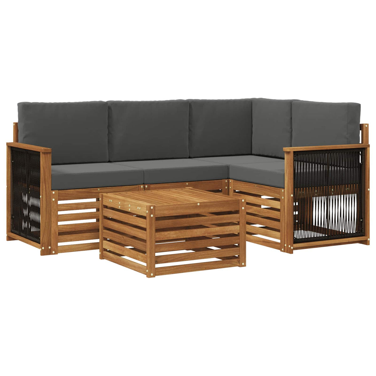 Set vanjskih sofa 5 pcs Prirodna i antracit 59 x 59 x 37 cm