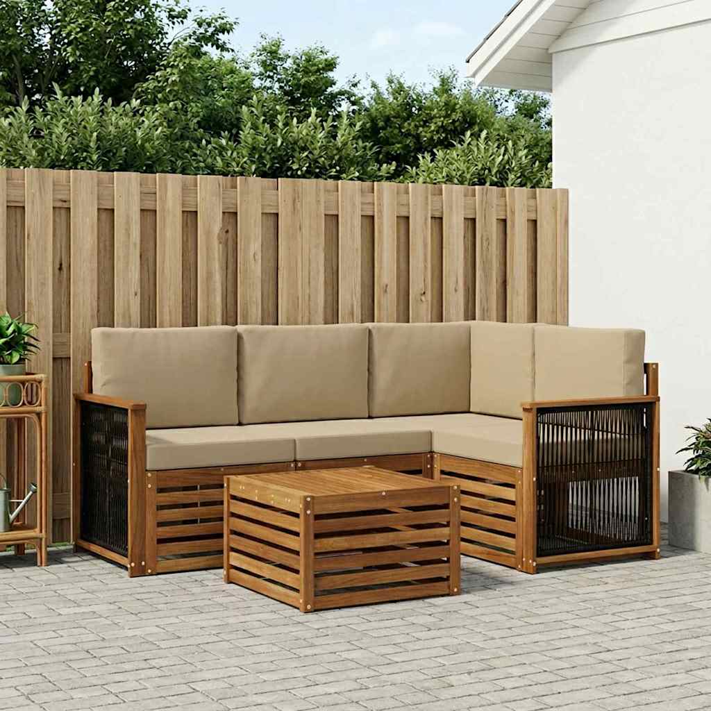 Set vanjskih sofa 5 pcs Prirodna i bež 59 x 59 x 37 cm