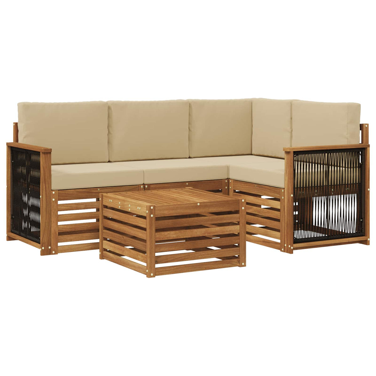 Set vanjskih sofa 5 pcs Prirodna i bež 59 x 59 x 37 cm