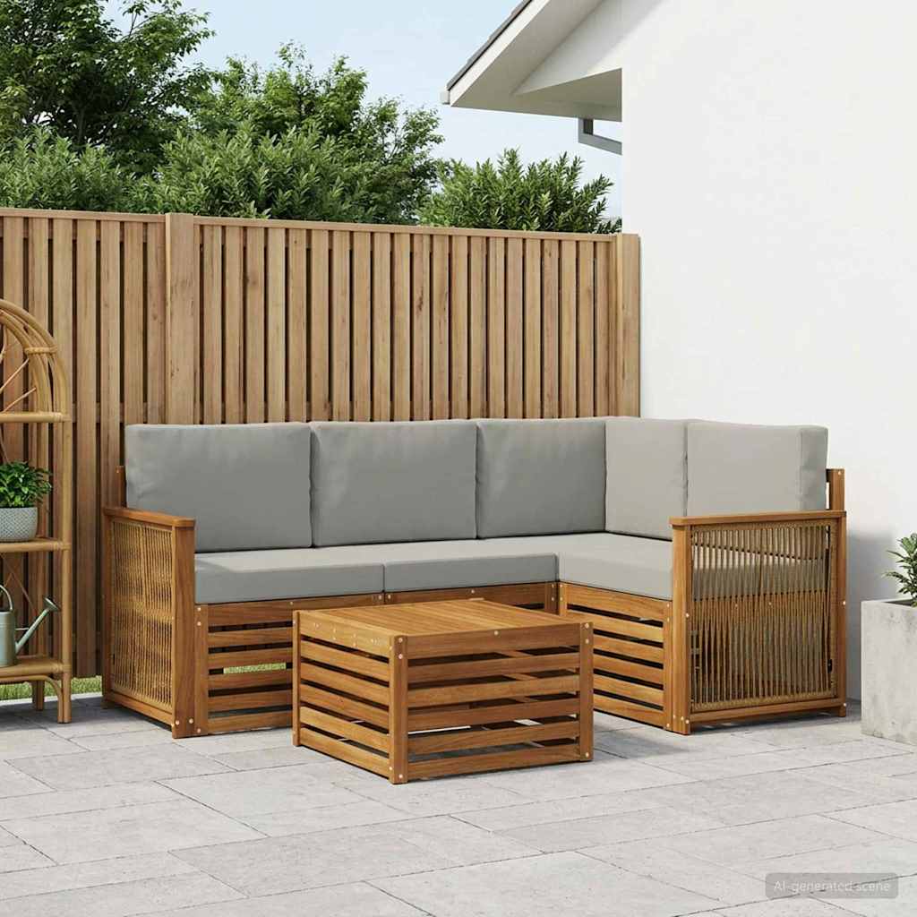 Set vanjskih sofa 5 pcs Prirodna i svjetlosiva 59 x 59 x 37 cm