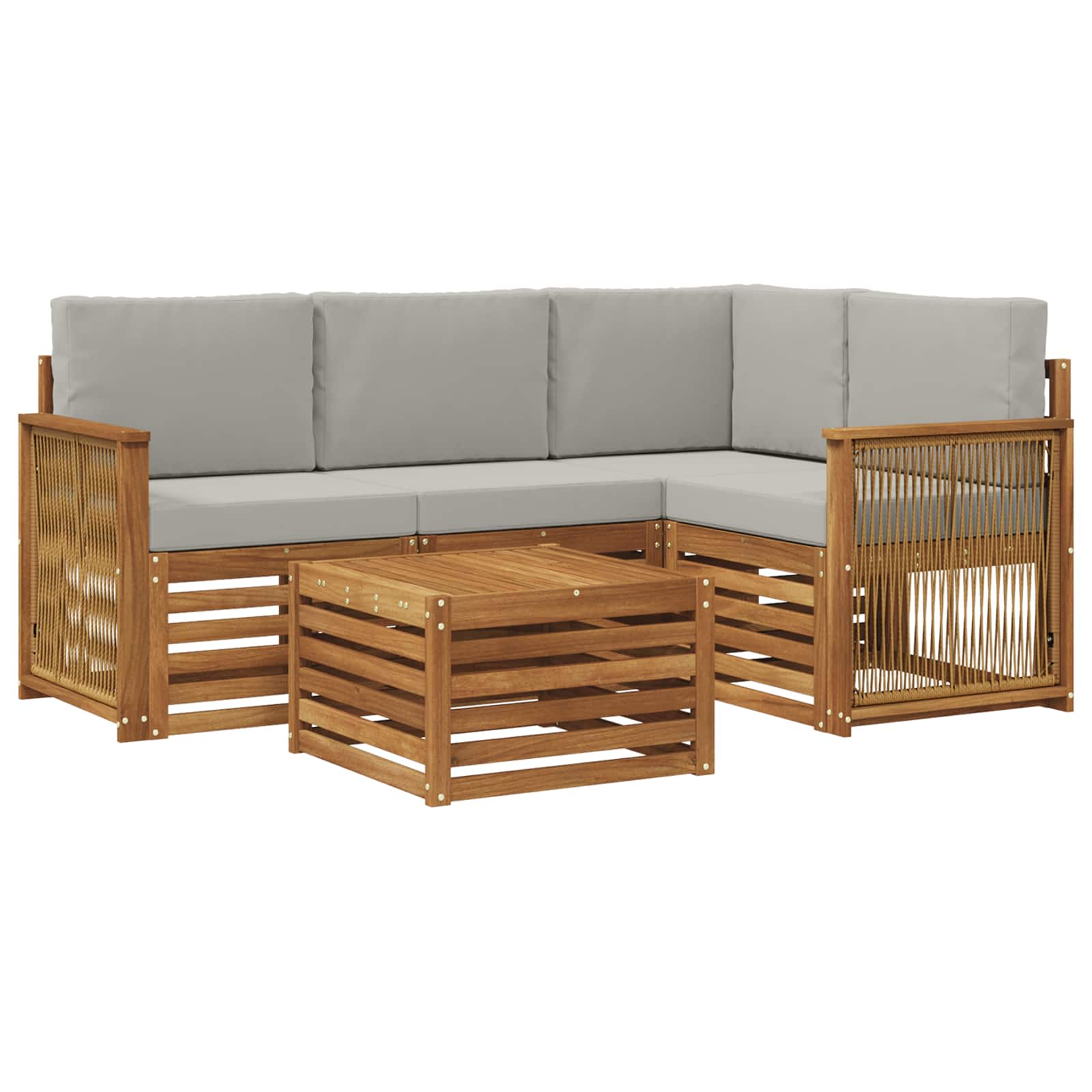 Set vanjskih sofa 5 pcs Prirodna i svjetlosiva 59 x 59 x 37 cm