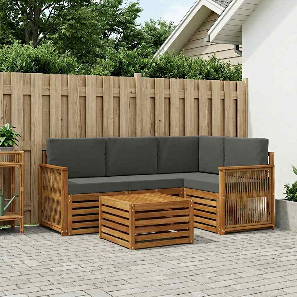 Set vanjskih sofa 5 pcs Prirodna i antracit 59 x 59 x 37 cm