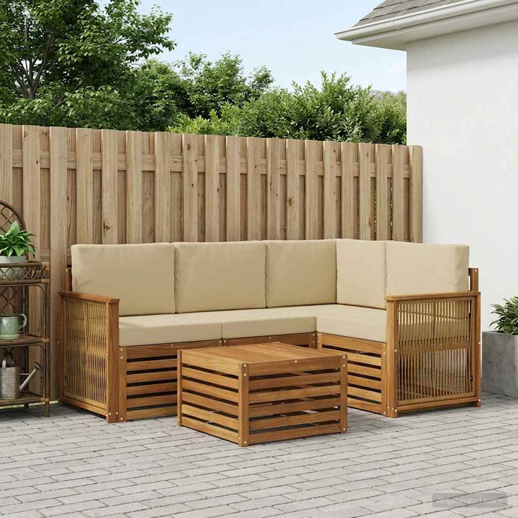 Set vanjskih sofa 5 pcs Prirodna i bež 59 x 59 x 37 cm