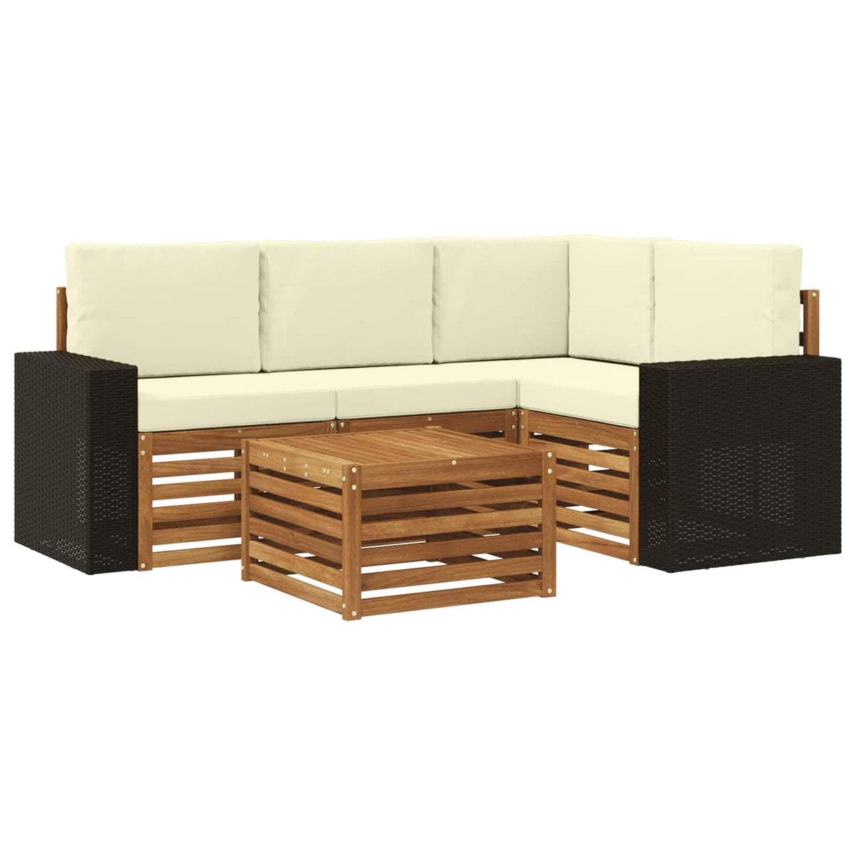 Set vanjskih sofa 5 kom. Prirodna i krem Poliester