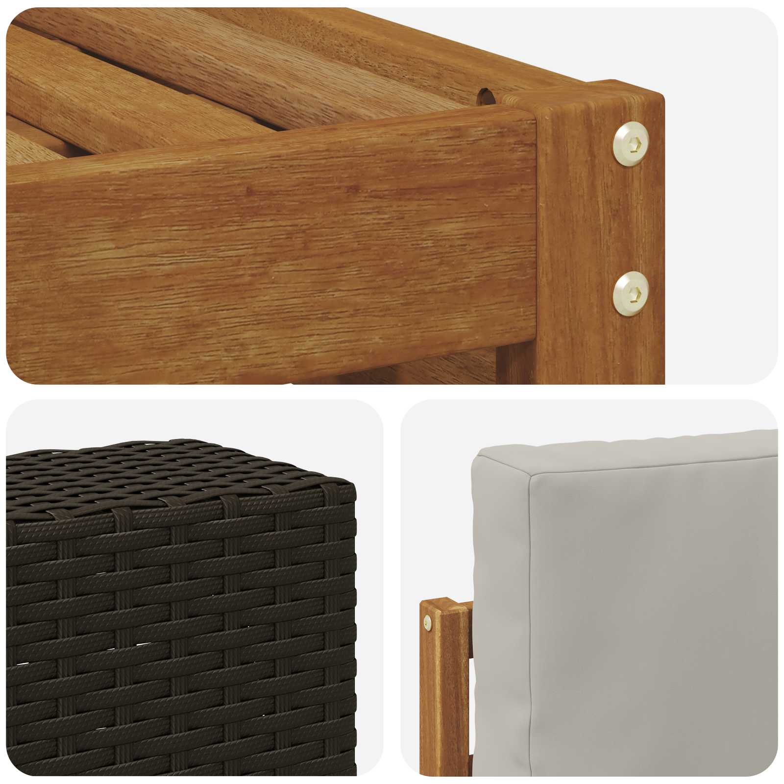 Set vanjskih sofa 5 pcs Prirodna i svjetlosiva 59 x 59 x 37 cm