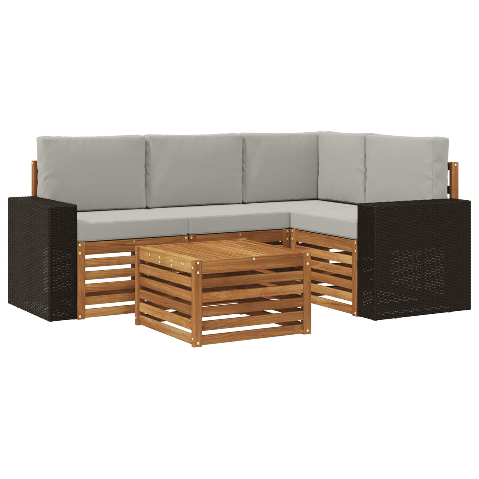 Set vanjskih sofa 5 pcs Prirodna i svjetlosiva 59 x 59 x 37 cm