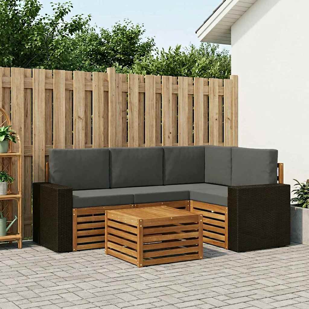 Set vanjskih sofa 5 kom. Prirodna i antracit Poliester