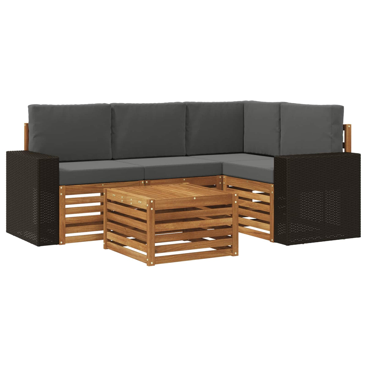 Set vanjskih sofa 5 kom. Prirodna i antracit Poliester