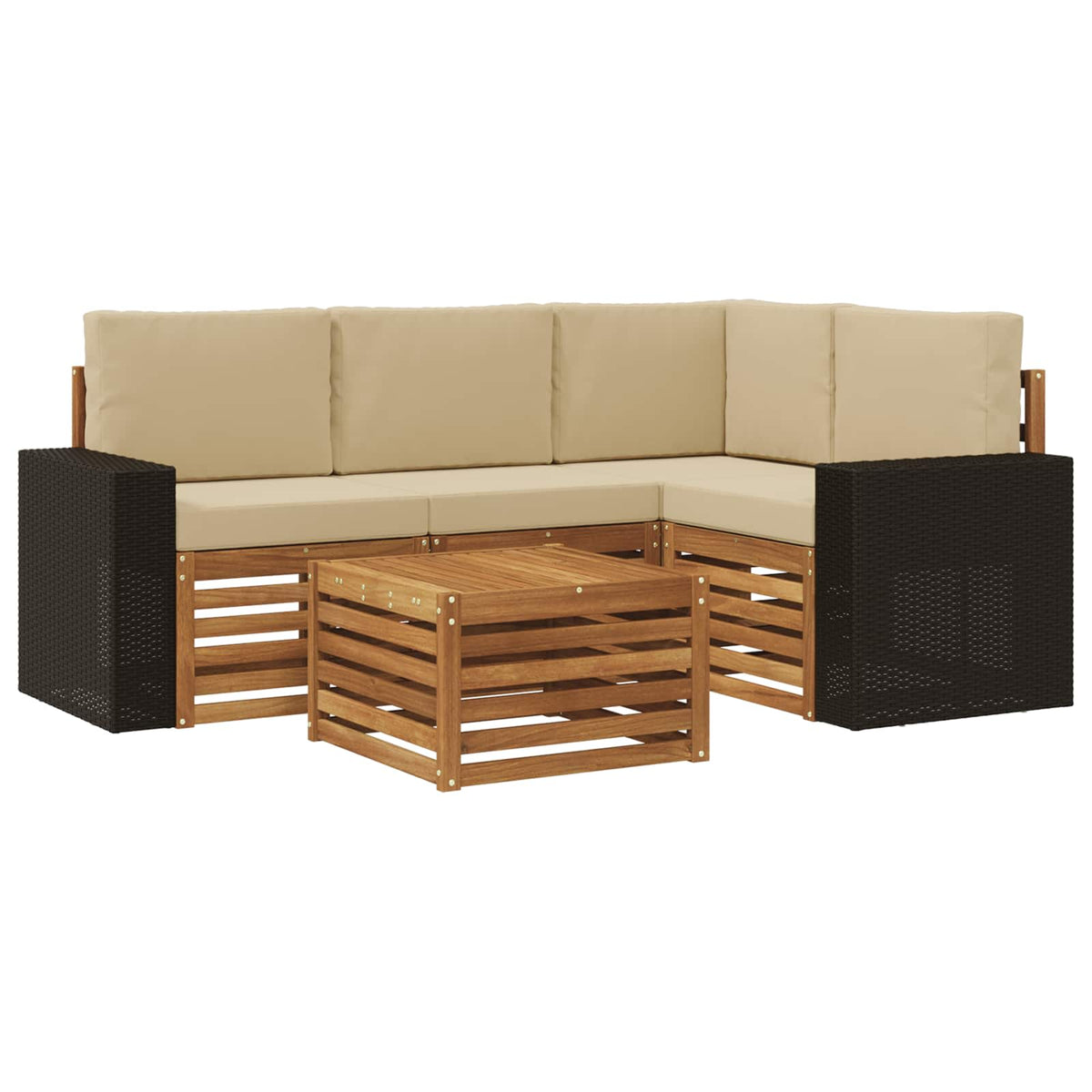 Set vanjskih sofa 5 kom. Prirodna i bež Poliester