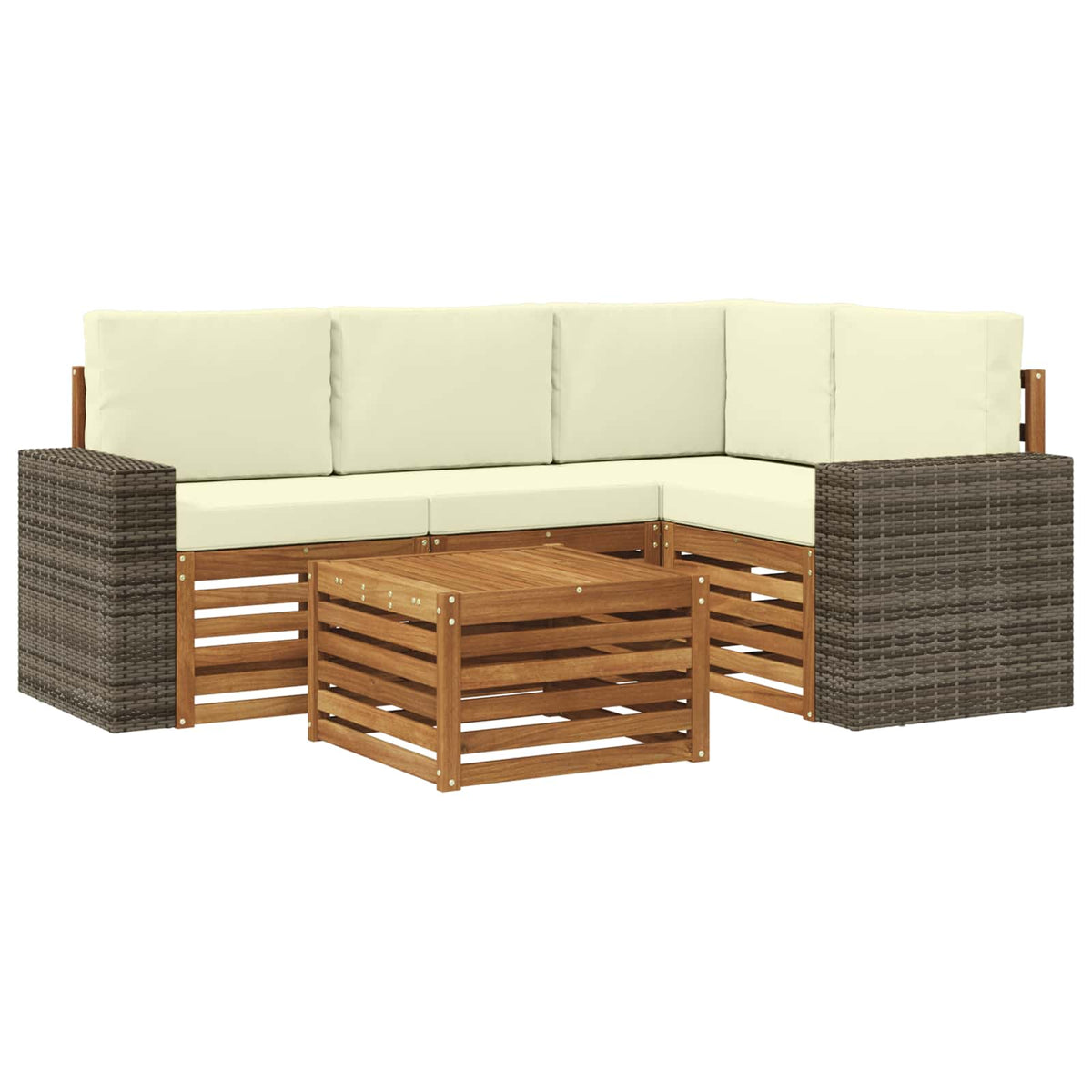 Set vanjskih sofa 5 kom. Prirodna i krem Poliester