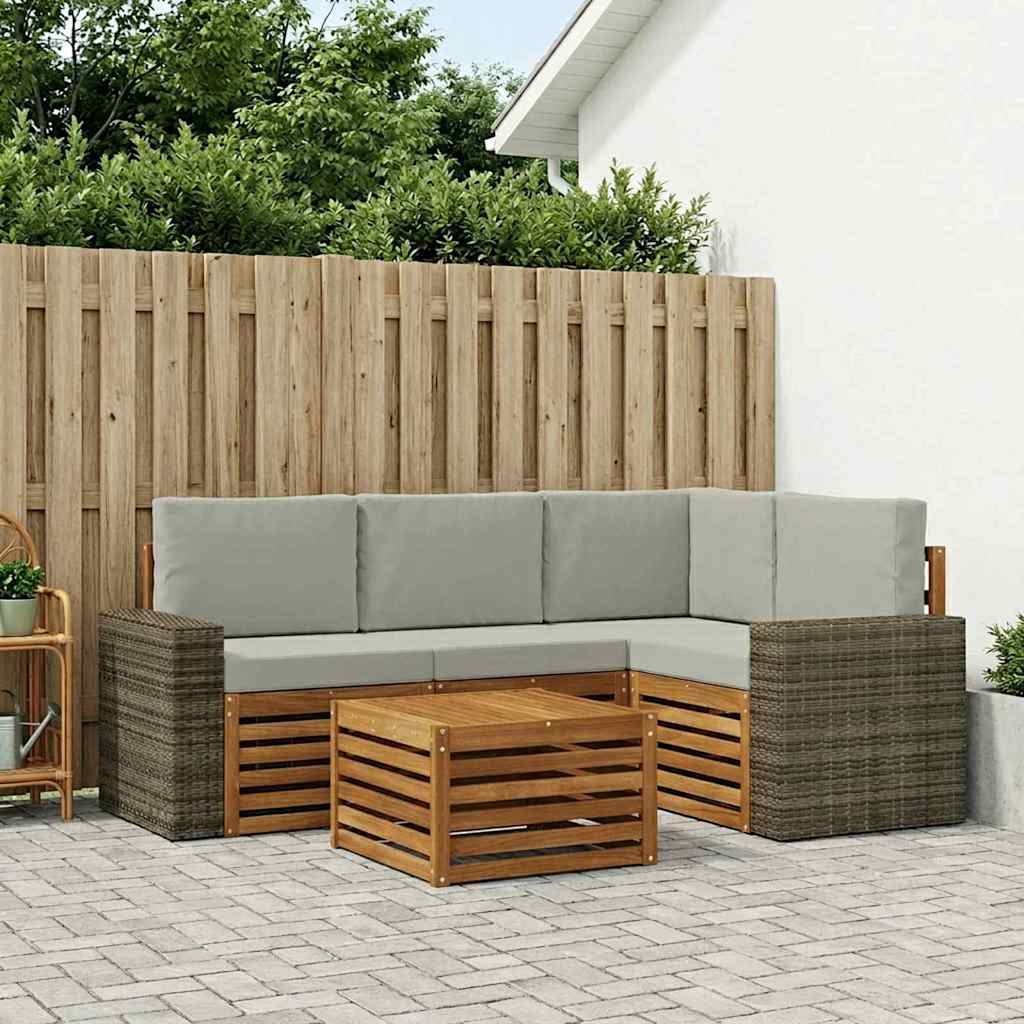 Set vanjskih sofa 5 pcs Prirodna i svjetlosiva 59 x 59 x 37 cm