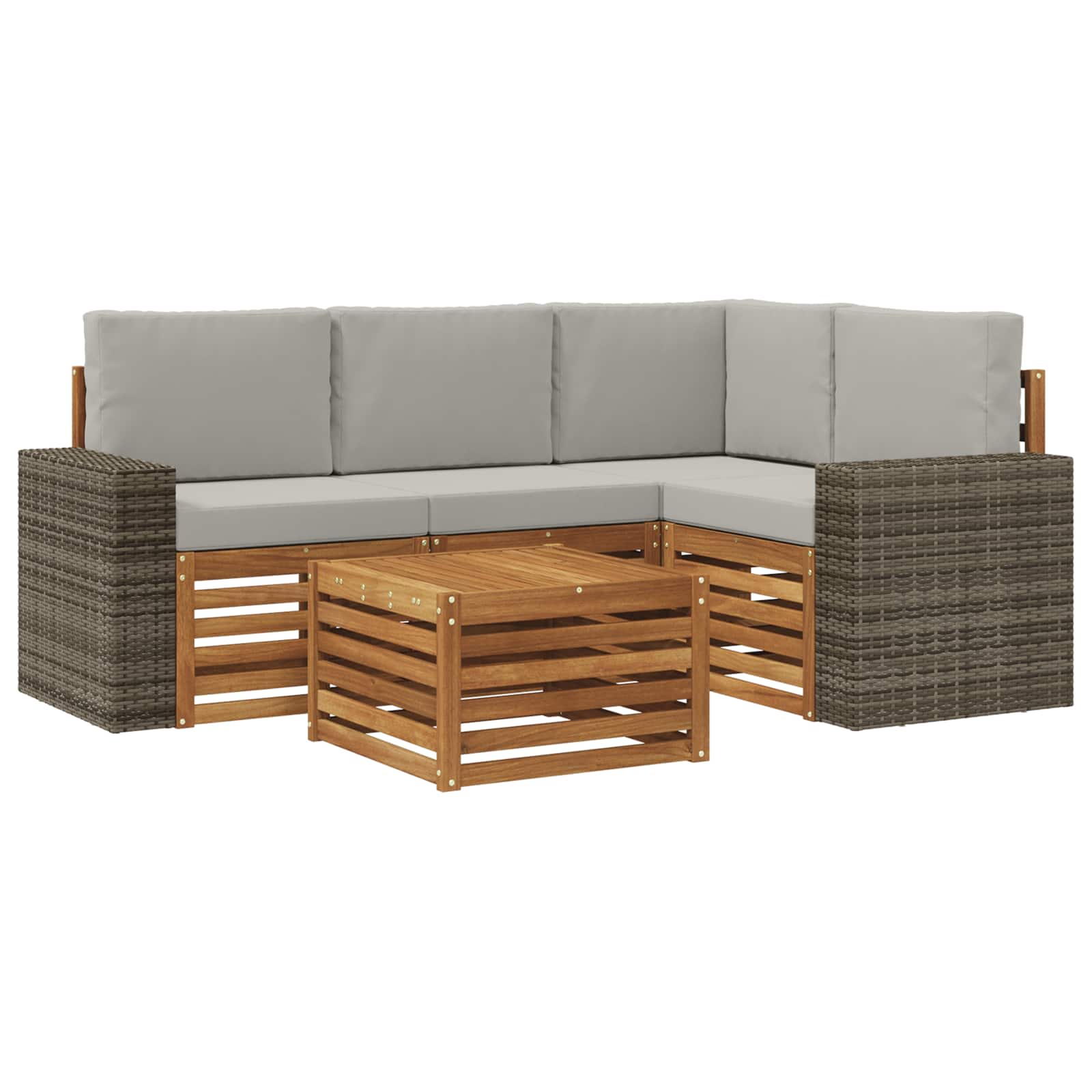 Set vanjskih sofa 5 pcs Prirodna i svjetlosiva 59 x 59 x 37 cm