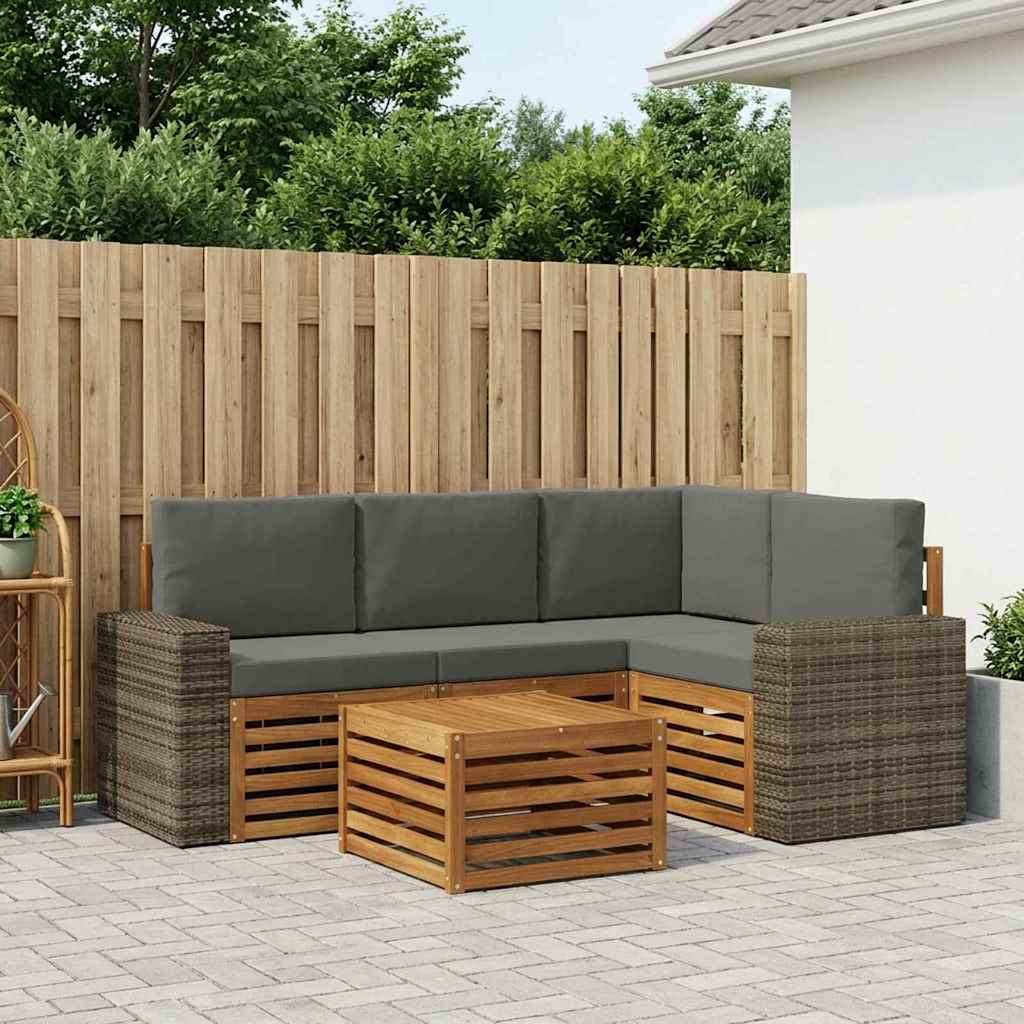 Set vanjskih sofa 5 kom. Prirodna i antracit Poliester