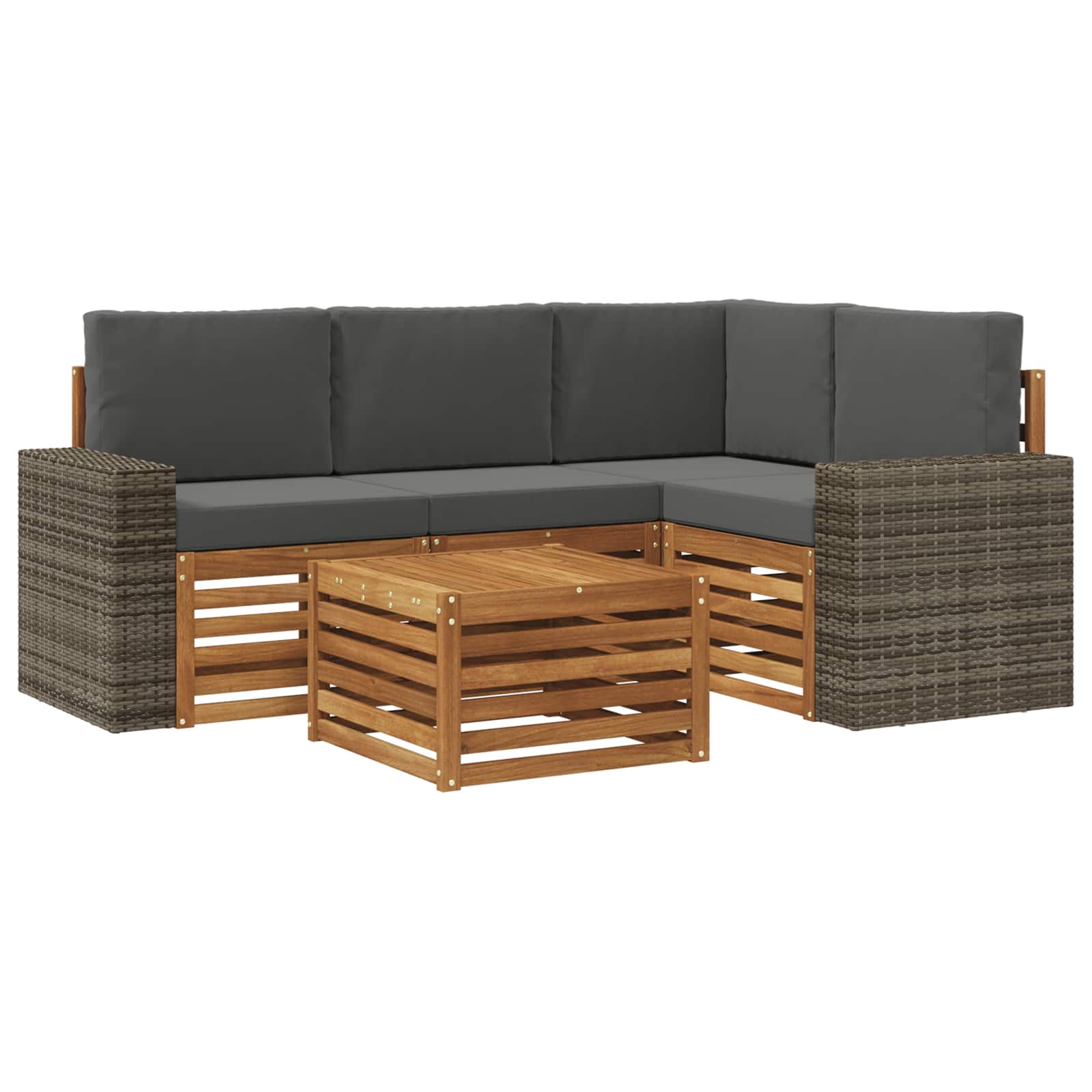 Set vanjskih sofa 5 pcs Prirodna i antracit 59 x 59 x 37 cm
