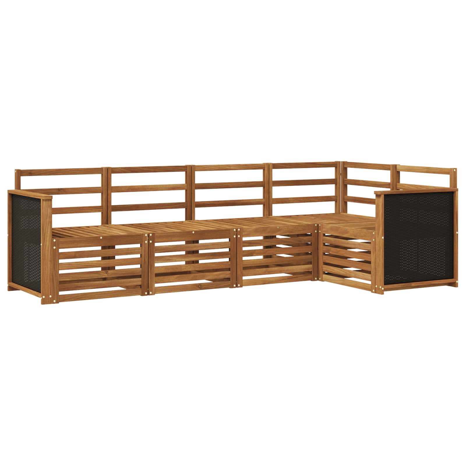 Sekcijska garnitura 4 pcs Prirodna Čvrsto drvo akacije
