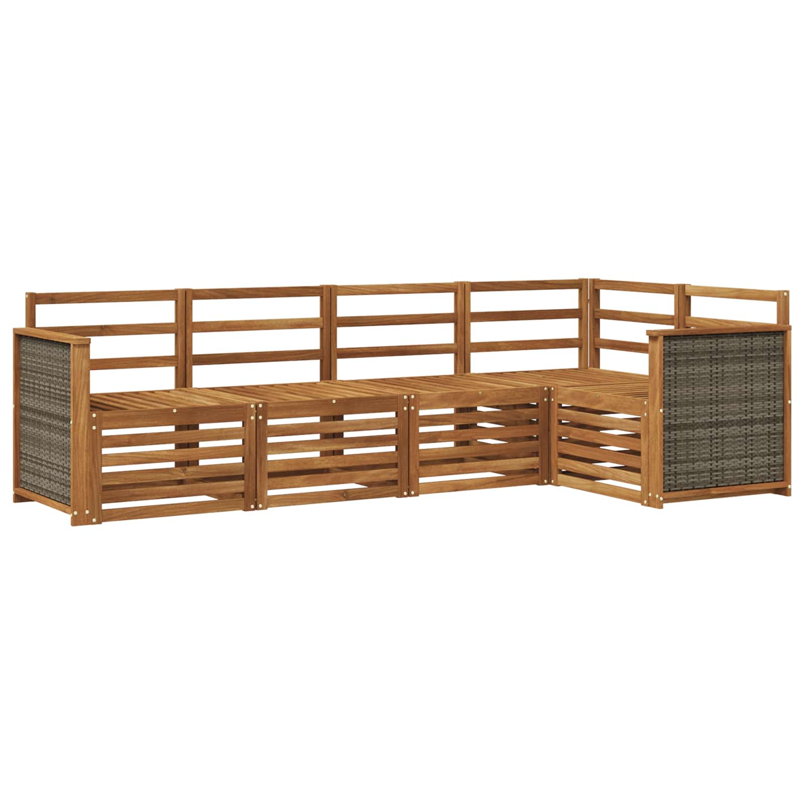 Sekcijska garnitura 4 pcs Prirodna Čvrsto drvo akacije