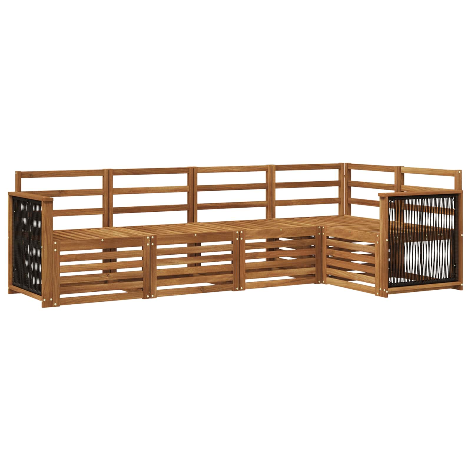 Sekcijska garnitura 4 pcs Prirodna Čvrsto drvo akacije