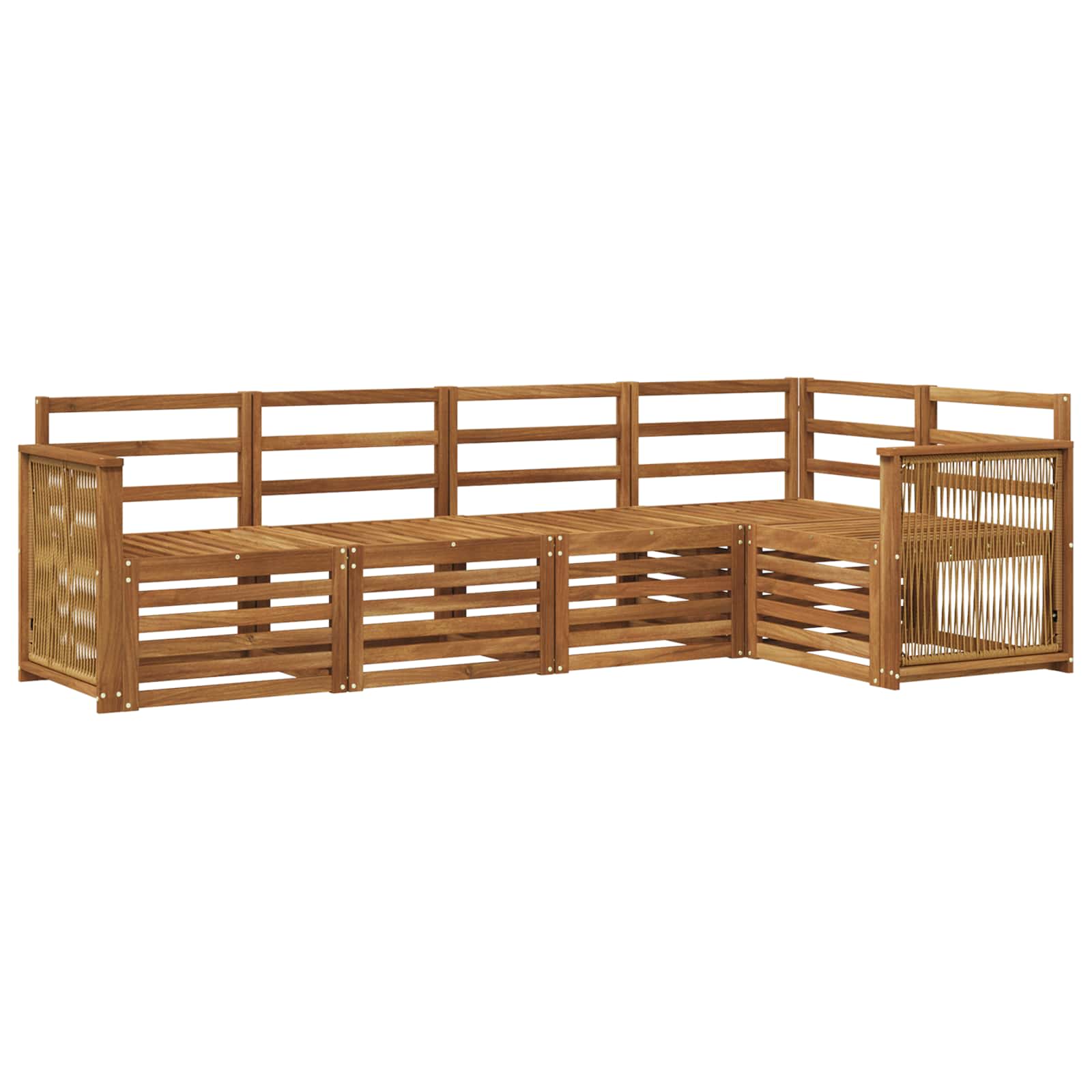 Sekcijska garnitura 4 pcs Prirodna Čvrsto drvo akacije