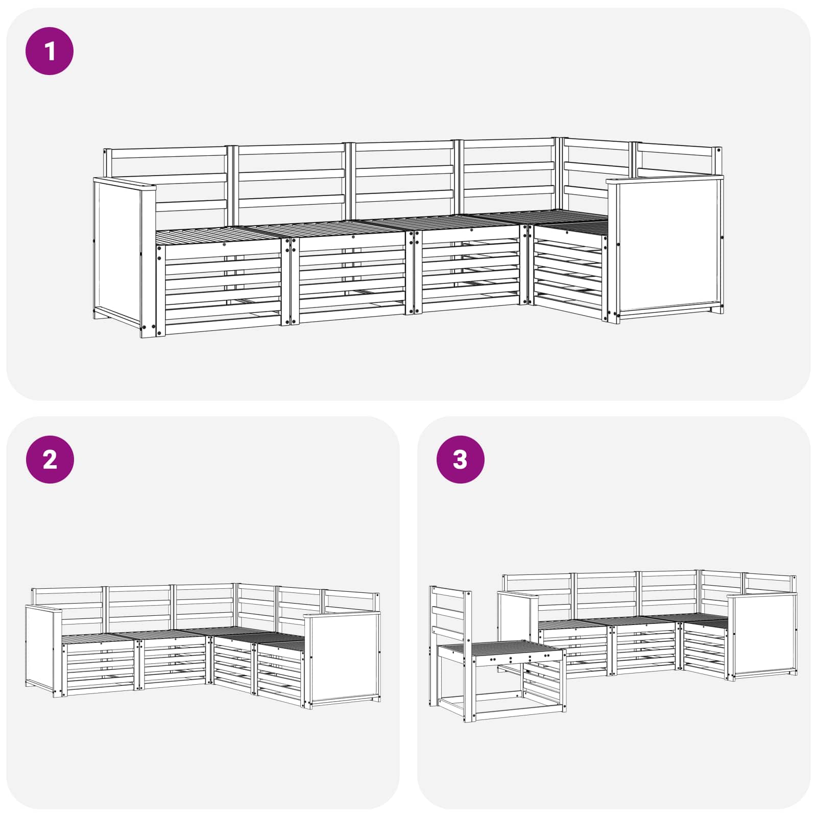 Sekcijska garnitura 4 pcs Prirodna Čvrsto drvo akacije