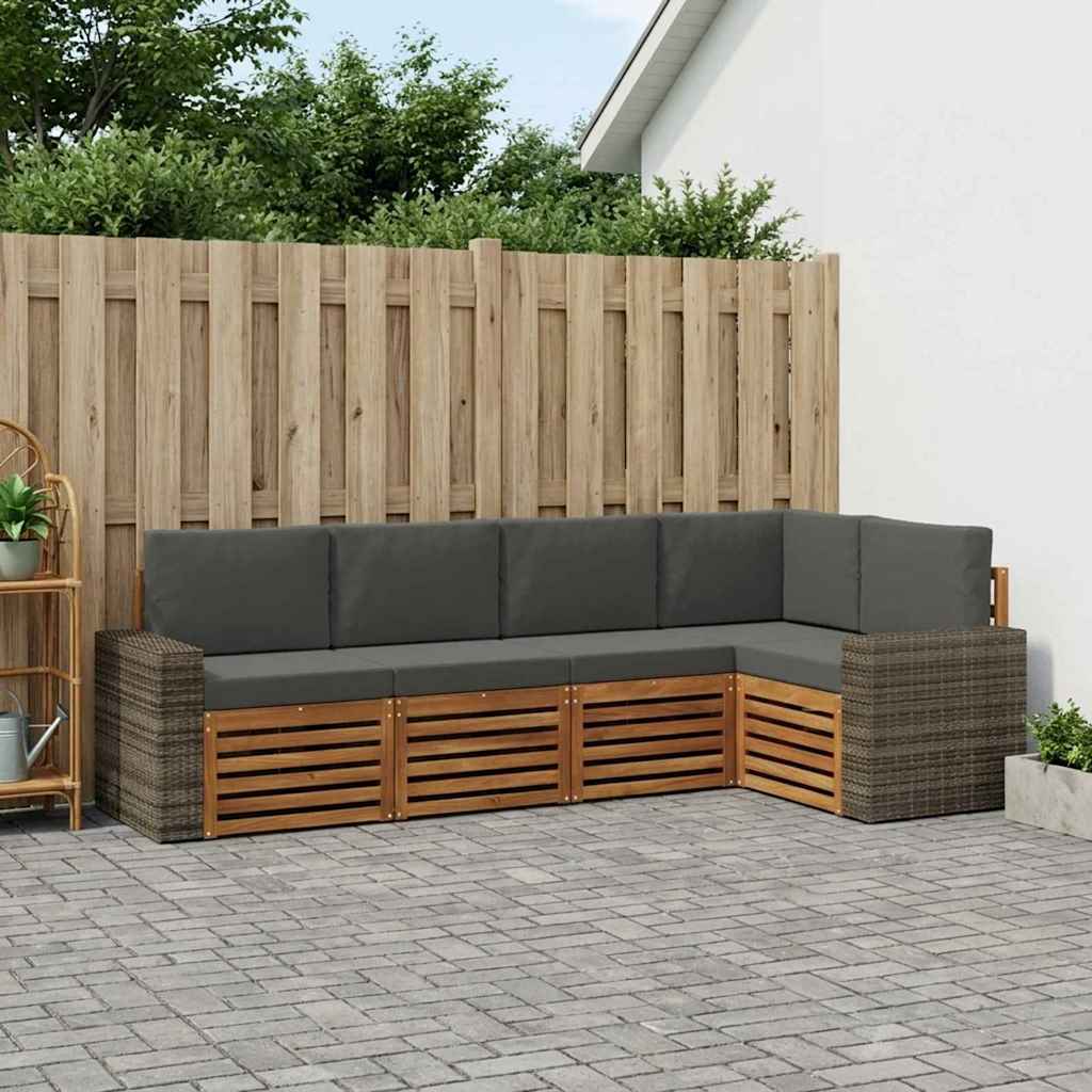 Set vanjskih sofa 5 kom. Prirodna i antracit Poliester