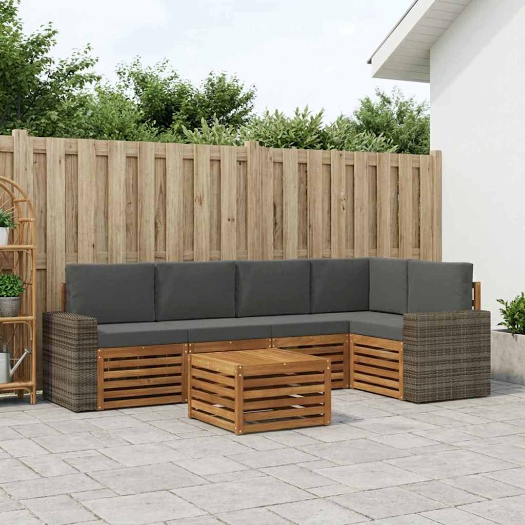 Set vanjskih sofa 6 kom. Prirodna i antracit Poliester