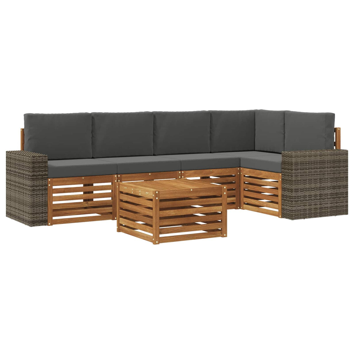 Set vanjskih sofa 6 kom. Prirodna i antracit Poliester