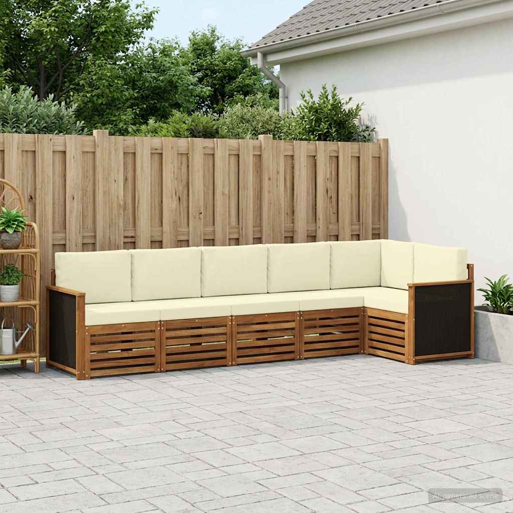 Set vanjskih sofa 5 kom. Prirodna i krem