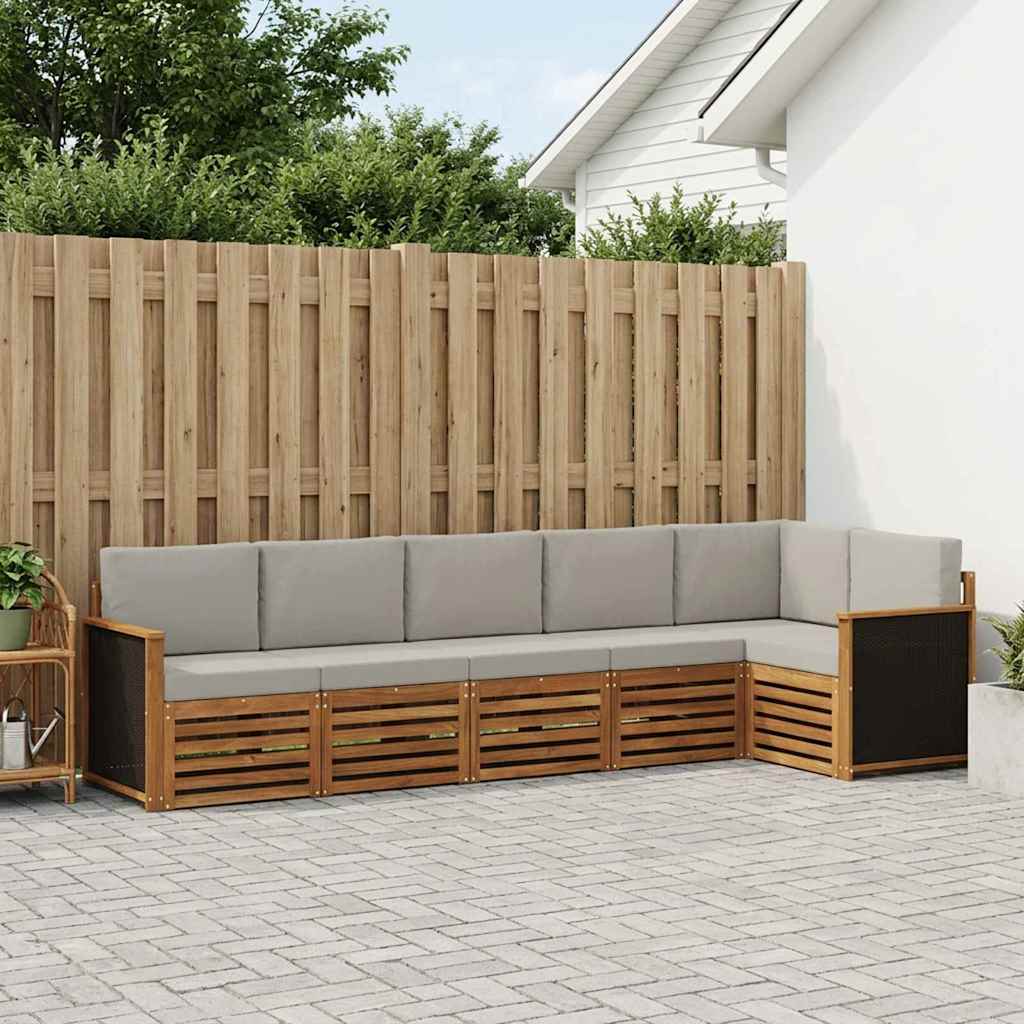 Set vanjskih sofa 5 kom. Prirodna i svjetlosiva