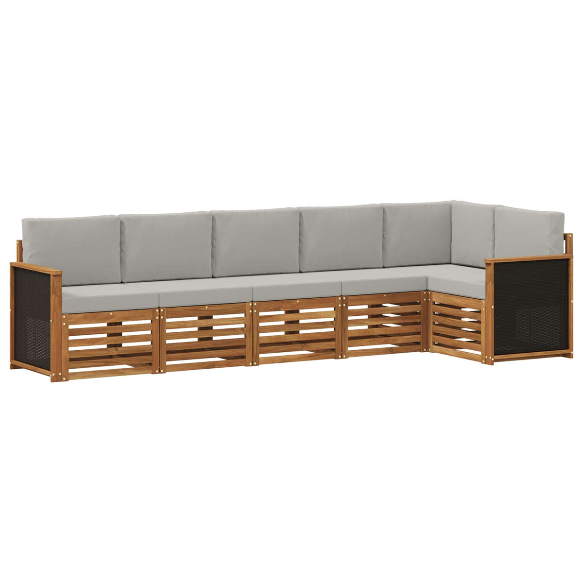 Set vanjskih sofa 5 kom. Prirodna i svjetlosiva