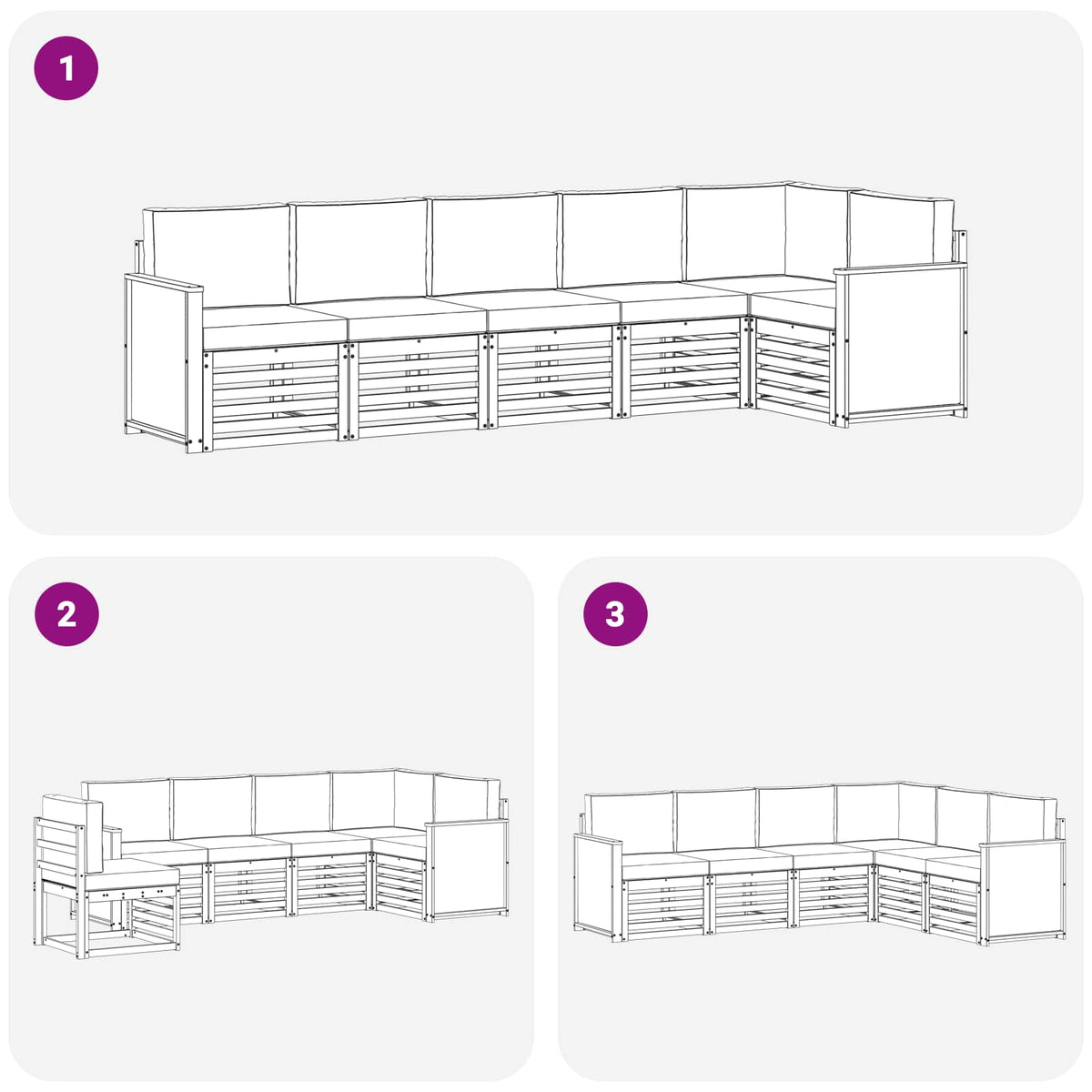 Set vanjskih sofa 5 kom. Prirodna