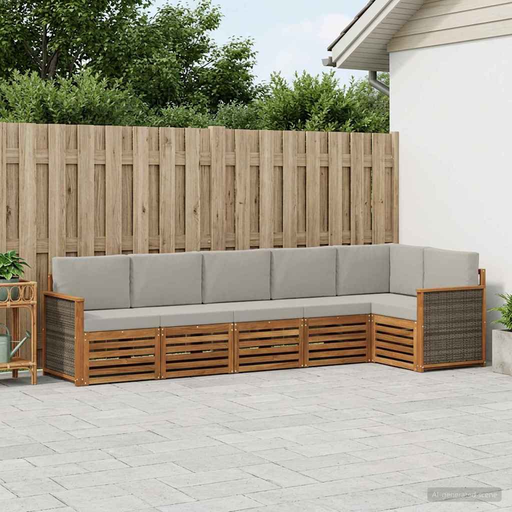 Set vanjskih sofa 5 kom. Prirodna i svjetlosiva