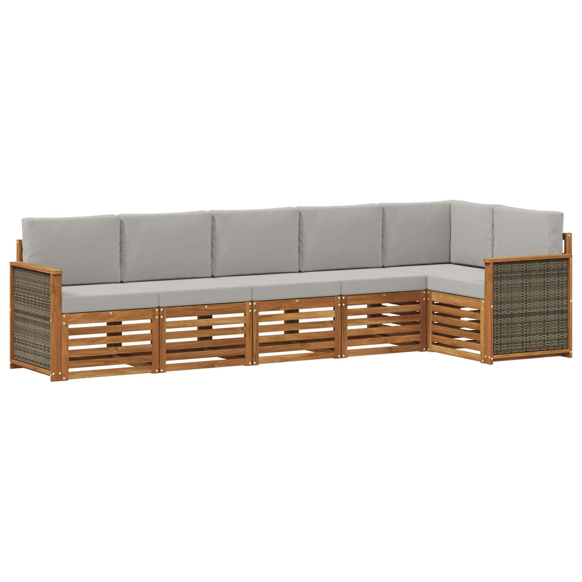 Set vanjskih sofa 5 kom. Prirodna i svjetlosiva
