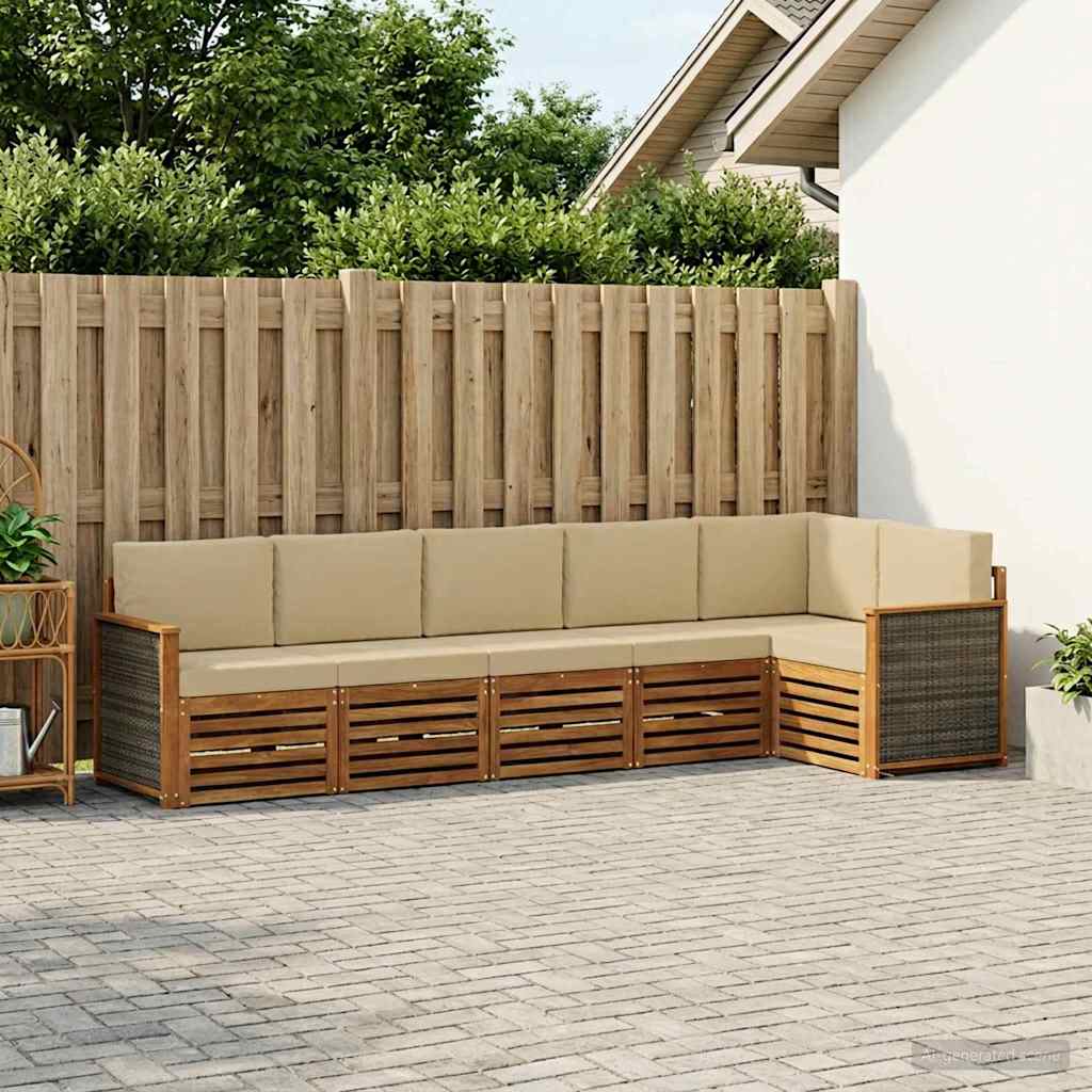 Set vanjskih sofa 5 kom. Prirodna