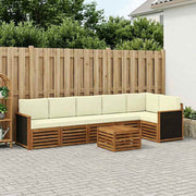 Set vanjskih sofa 6 kom. Prirodna i krem Bijela