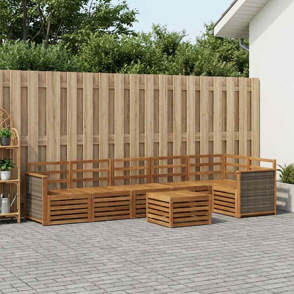 Set vanjskih sofa 6 kom. Prirodna Čvrsto drvo akacije